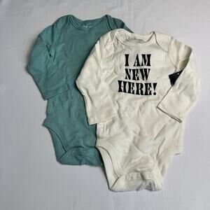 Okie Dokie Baby Boys 2-pc. Long Sleeve Bodysuit 9 Months Teal, White